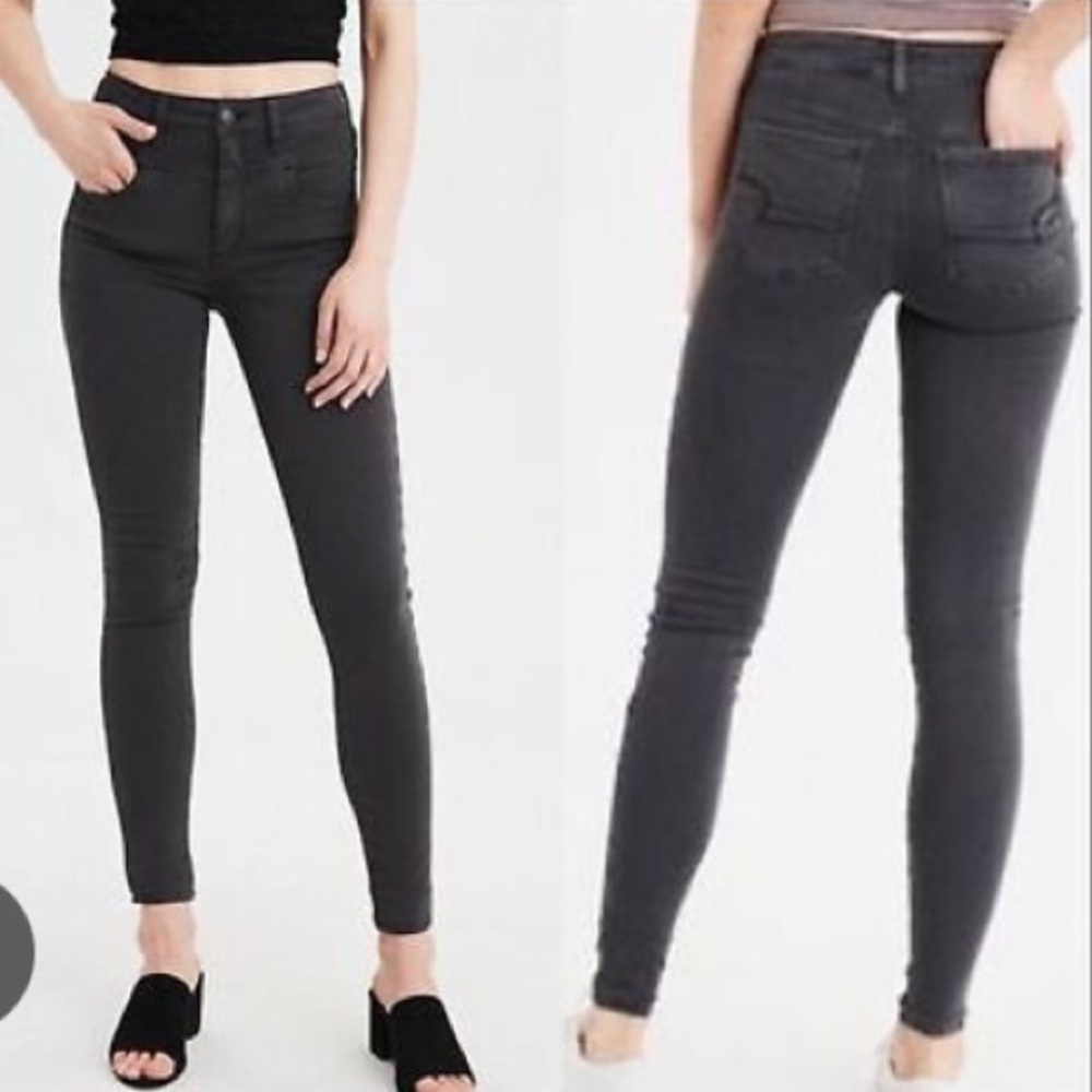 AMERICAN EAGLE Women Charcoal Wash Denim Jeggings | 6